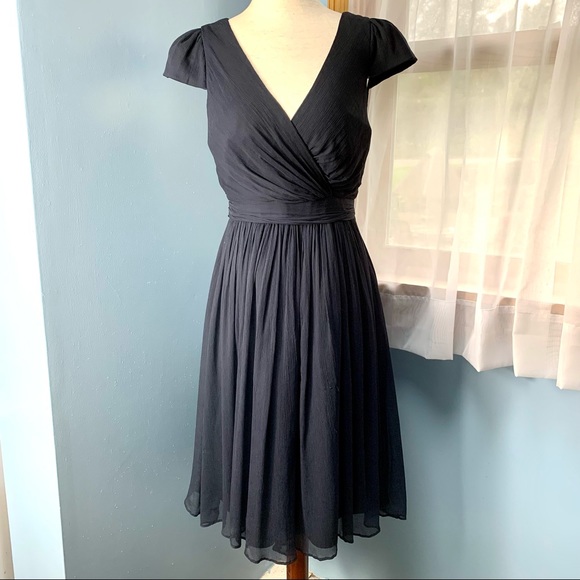 J. Crew Mirabelle Navy Silk Chiffon Dress - Picture 8 of 10